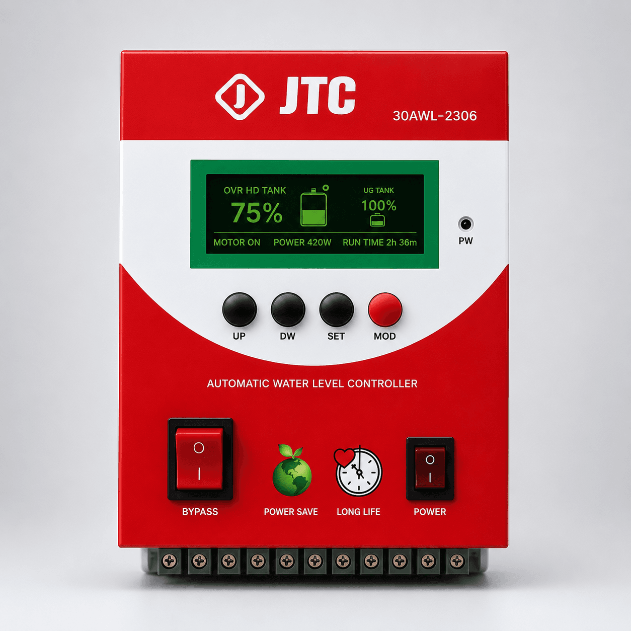JTC 2306 AI water level controller — front view